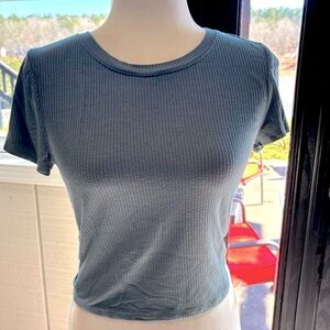 BOGO Bundle of 2 cropped/fitted shirts burgundy & blue women’s sizes M and L